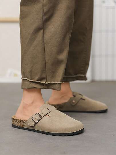 Men's Casual Slippers, New Retro Slip-On Shoes, Leisure Mule Shoes With Adjustable Strap, Closed Toe Flat Sandals With Arch Support, Women's Open Toe One-Band Slides