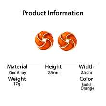 1 Pair Summer Beach Vacation Niche Design Orange Handmade Oil Drop Gold Edged Twist Knot Earrings For Women - Orange - View 5