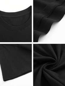 Neuestes Modell2026Ein entspanntes schwarzes T-Shirt mit einer farbenfrohen Monster-Grafik und dem Namen 'Denver'Popularität - Schwarz - Übersicht 5