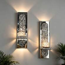 2pcs Candle Wall Lamps, 2 Small Gold Candlesticks As A Gift, Gorgeous Silver Mirrored Wall Lamps For Home Use, Suitable For Living Rooms And Dining Rooms, Glass Candlestick Wall Decorations, Ideal For Easter Decorations, Mother's Day Decorations, And Party Atmosphere Lighting - 定制滿鑽銀 - 查看 2