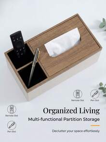 1pc PU Leather Tissue Box Holder, Rectangular Tissue Box Cover For Napkins, Rectangular Tissue Holder, Suitable For Bathroom, Home, Office, Beige, Random Style Shipped - Beige - View 8