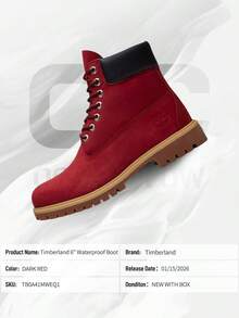 Timberland 6" Premium Waterproof Boot Dark Red Nubuck– Men's Lifestyle Sneakers – Shoes For Man -Vintage-Spring & Summer-Inspired Running Shoes, Shock-Absorbing Comfort, Gym To Streetwear Casual Wear-Mother's Day Gifts-Father's Day Gift-TB0A41MWEQ1 - 深紅色 - 查看 6