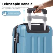 YONSLY 16 Inch Suitcase With Detachable Wheels 360° Combination Lock Double Zipper Soft Rubber Handle Trolley Travel Suitcase For Vacation - 灰藍 - 查看 6