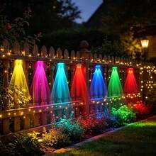 2/4 Packs Solar LED Beam Projector Light, IP65 Waterproof Auto Dusk To Dawn Outdoor Wall Light, Color Changing Decorative Lamp For Fence, RV, Yard, Patio & Holiday Decor - One Size - View 3