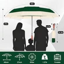 Beach Compact Golf Umbrella Large - 54inch Travel Big Portable Automatic Folding Umbrella Windproof For Men Heavy Duty 210T   Coated Umbrella For Rain - 10.Dark Green - View 3