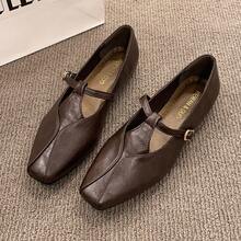 2026 Spring/Autumn New Square Toe Mary Jane Shoes, French Style Comfortable Soft Bottom Casual Shoes For Women - Brown - View 13