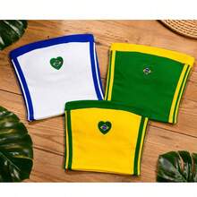 Cropped Brazil Bandeau Top For Women | Ribbed Strapless Top | Brazil Flag Top | Outfit For The São João Festival At The World Cup - 黃色 - 查看 4