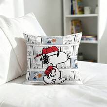Miniso Funda de almohada con diseño de Snoopy de Peanuts jugando baloncesto, funda de cojín retro deportivo para sofá, dormitorio, sala de estar y decoración del hogar - Color - Ver 1