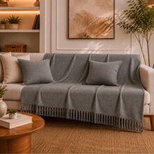 Giant Decorative Cotton Sofa Throw 3.00 X 1.80 - Grey - View 3