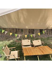 4m Green-Yellow Ombre Linen-Like Triangle Pennant Flags Bunting Set, Suitable For Outdoor Camping Tent Decor, Picnic, Birthday Party, Storefront Display, Reusable Garland For Cozy Atmosphere - A - View 5