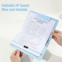 Morandi Color A5 Foldable Clipboard Folder Waterproof PP Writing Pad Board With Elastic Strap Portable Document Paper Holder For Office School - Multicolor - View 9