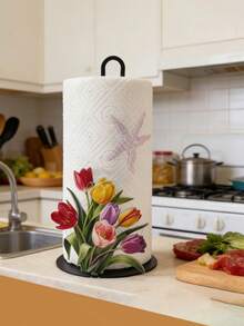 Rak Handuk Dapur Akrilik 2D Berbentuk Tulip - 1 buah Tempat Handuk Dapur Desain Tulip Cantik, Dispenser Kertas Tisu Meja Elegan untuk Penyimpanan. Handuk atau Pengatur Kain Tidak Termasuk. Hadiah Menarik. - MultiWarna - View 13
