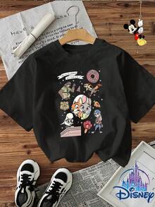 Disney A Zootopia・ Animal City Collection Printed T-Shirt, Super Cartoon T-Shirt, Couple Street T-Shirt, Cartoon T-Shirt, Men's Retro T-Shirt, 100% Cotton Men's Wear, Unisex Graphic T-Shirt, Y2k Clothes, Cartoon Shirt, Casual And Comfortable Shirt, Men's Retro T-Shirt, 100% Cotton Men's Wear, Unisex Graphic T-Shirt. - màu đen - Xem 1