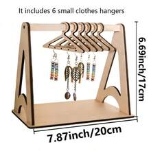 1pc Earring Organizer Holder With 6 Mini Clothes Hangers, Cute Wardrobe Style Earring Display Rack - Shelf - View 8