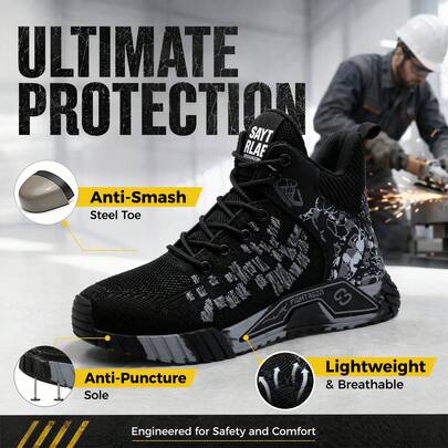 Botas de con puntera de acero XQJ naranja, botas de trabajo de caña alta, botas de ligeras y transpirables para la industria y la construcción, nuevas botas de para hombres para trabajos de construcción, botas de trabajo resistentes y cómodas, botas de cómodas y transpirables para exteriores, antideslizantes, botas de con puntera de acero para hombres y mujeres, zapatos de trabajo de industrial a prueba de pinchazos y golpes, zapatos de trabajo con puntera de acero para todas las estaciones, botas de con puntera de acero de moda para el trabajo, adecuadas para trabajadores de saneamiento, almacenes, fábricas, trabajo y exploración al aire libre, y entrenadores