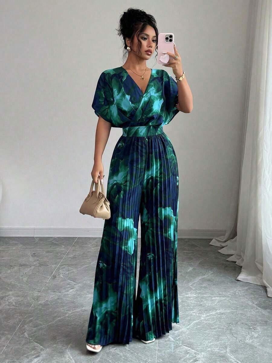 Pantalón de chándal con estampado floral elegante para mujer - Multicolor - Ver 1