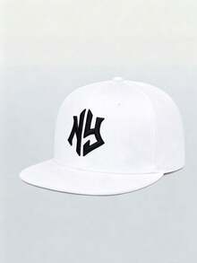 1pc Unisex Personalized Embroidered Flat Brim Street Hip Hop Cap - A - View 2