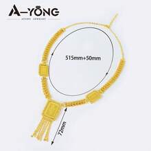 Luxury Dubai Wedding Jewelry Set 24K Gold Plated Omani Bride Tassel Necklace Bracelet Earrings Arabic Muslim Women Vintage Accessories - 3pcs Jewelry Set - View 19
