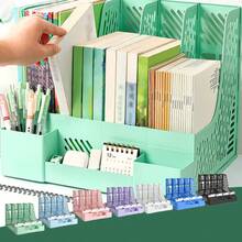 1PC 4-Compartment Desk File Organizer With Pen Holders, Sturdy Hollow Magazine Rack, Space-Saving Office Document Holder For Home & School, Multi-Color Desk Accessories Storage For Students & Workers - Multicolor - View 6