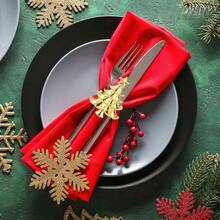 Gold Plated Christmas Tree Napkin Rings, Hotel Tabletop Decor Napkin Holders - Multicolor - View 4