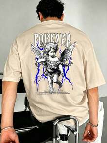 local warehouse,Casual hombre camiseta manga corta hombre suéter versátil camiseta cuello redondo hombre top - Beis - Ver 1