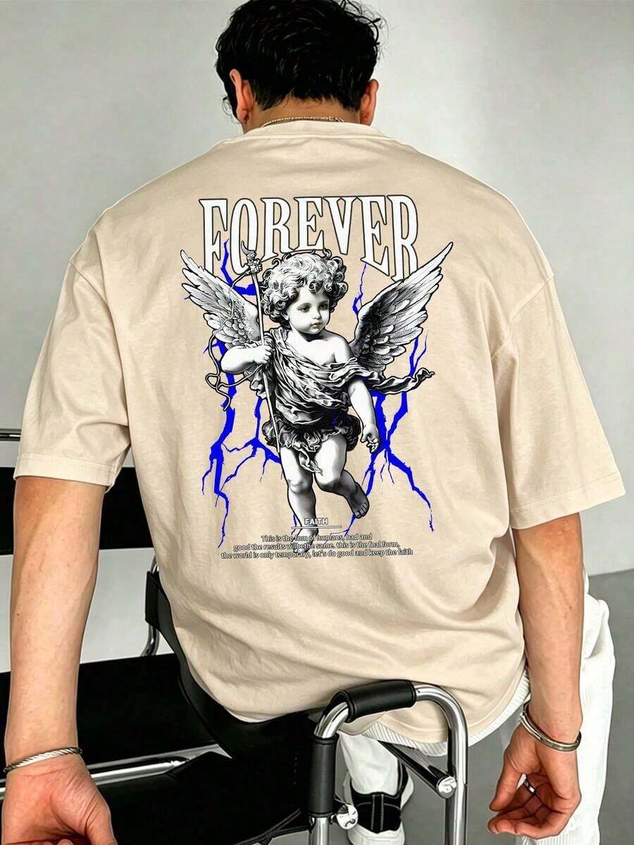 local warehouse,Casual hombre camiseta manga corta hombre suéter versátil camiseta cuello redondo hombre top - Beis - Ver 1