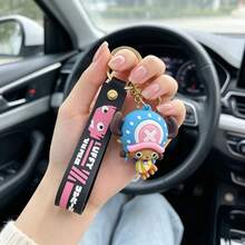 MINISO One Piece 喬巴 3D 動漫公仔，高級啞光 PVC 鑰匙圈附黑色掛繩，高級背包吊飾，Y2K 風格 Airpods 保護殼裝飾，耳機盒吊飾，手提包飾品，動漫迷禮物 - 樣式 1 - 查看 2
