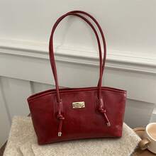 Bolso de mano moderno y versátil para mujer, estilo casual elegante con un toque de alta gama, bolso de hombro estiloso ideal para ir de compras, bolso grande retro de moda para mujer, nuevo bolso tote de cuero encerado de moda 2026, popular bolso de hombro para ir al trabajo en otoño e invierno. - Marrón sin colgante - Ver 10