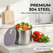304 Stainless Steel Food Container, Stackable Refrigerator Sealed Fresh-Keeping Box, Fruit And Vegetable Meat Storage Box With Lid, Large Capacity Food Preservation Box, Suitable For Kitchen Food Storage And Organization - Multicolor - View 6
