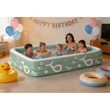 Large Inflatable Swimming Pool, Family Size Swimming Pool, Mobile Water Park, Indoor/Outdoor Water Entertainment, Party Pool, Thick & Durable PVC Material, Inflatable & Portable (Basic Model Without Slide) - Vitality Series - View 10