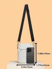 Tas Pria Baru, Kasual Serbaguna, Ransel Kecil Selempang Satu Bahu Universal, Tas Penyimpanan Perjalanan, Kulit PU Bermotif Cetak - Putih - View 8