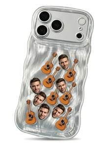 Customizable Shaker Phone Case, Transparent Quicksand Phone Protective Cover, Guitar Theme Creative Phone Case, Fun Photo Printable Phone Case, Transparent Soft Silicone Material Wave Pattern Shockproof Frame, Customizable Photo, Built-In Shaker Decoration And 2D Print Design, Suitable For Couples, Music Lovers - Multicolor - View 8