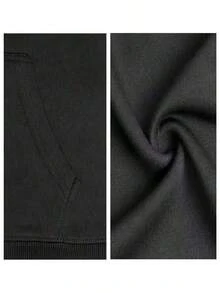 Graphic Black Hoodie Men, Statement Print, Casual, Breathable - Black - View 4