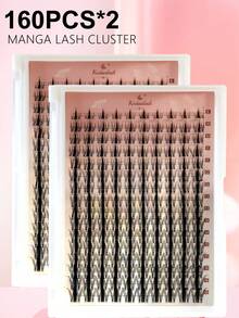 D Curl 160PCS Manga Lash Clusters DIY Eyelash Extensions Fairy Eyelash Clusters D Curl Spiky Anime Lashes Wispy Individual Lashes 9-16mm Clusters For Manga Lash Look - D - 查看 12