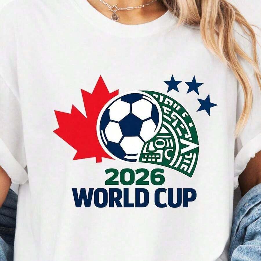 Classic Colombia World Cup 2026 Football Shirt - Unisex Vintage Urban Style, Cotton, Short Sleeve, Round Neck, Women's T-Shirts. Blouses. Casual Blouses For Ladies. - 白色 19 - 查看 1