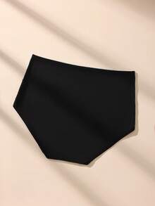 HOTCOM 1 pièce Culotte triangle femme taille haute en coton blocs de couleurs noir & gris, sous-vêtement décontracté confortable élastique moulant et respirant - Gris - Voir 5