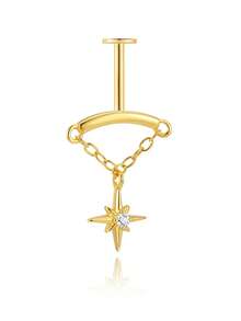 1Pc Tassel Star 925 Sterling Silver Earrings For Women Classic Minimalist Stud Earring Cartilage Flat Back For Daily Wear Engagement Fine Jewelry - Gold - View 5