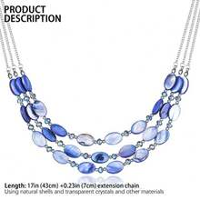 Collares de cuentas en capas para mujer, collar grueso, cadena de plata, joyería de moda, regalo para ella, Cristal, Sin gemas. - como en la imagen - Ver 6