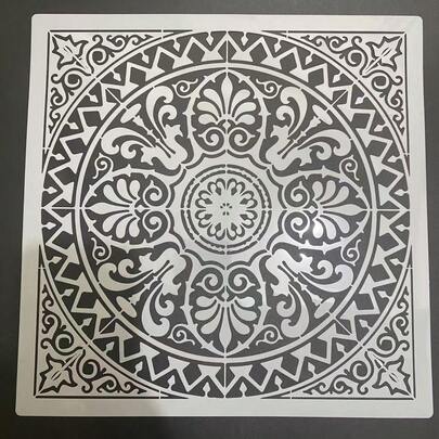 11.8x11.8 Inch Khuôn mẫu Mandala tái sử dụng, Họa tiết hoa đối xứng và hình học, Phù hợp cho bê tông, gạch, tường và sân hiên, Khuôn mẫu trang trí nhà bền bỉ
