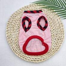 Áo thun in hình tình bạn dễ thương cho thú cưng, áo không tay viền kẻ caro đỏ cho cún con và mèo con, trang phục thường ngày mùa xuân hè. - Hồng - Xem 3