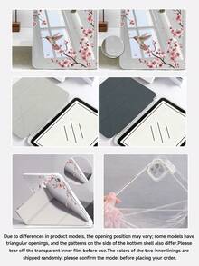 刺繡櫻花與蜂鳥圖案平板電腦保護殼,相容於 iPad Air 8 (M4) 2026 (11 吋) / 2026 (13 吋)、9.7/10.2/10.5/10.9/12.9/Pro 11/A16、第 10 代,適用於 Kindle Paperwhite 第 12 代 2024、Kindle (第 11 代 - 2024 年上市),柔軟防摔、智慧休眠喚醒功能、Y 型折疊平板電腦保護殼、多角度觀看 - 彩色 - 查看 6