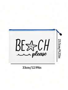 防水時尚海灘包，印有「Beach Please」海星圖案。大容量透明化妝包配尼龍拉鍊 - 輕巧、春夏收納、耐用，適合游泳、海灘、潛水和夏季度假、返校，輕便防曬收納包，適合朋友、家人、閨蜜、同學。生日、節日、派對、婚禮（伴娘）、母親節、教師節、返校禮物的完美禮品與紀念品 - 彩色 - 查看 10