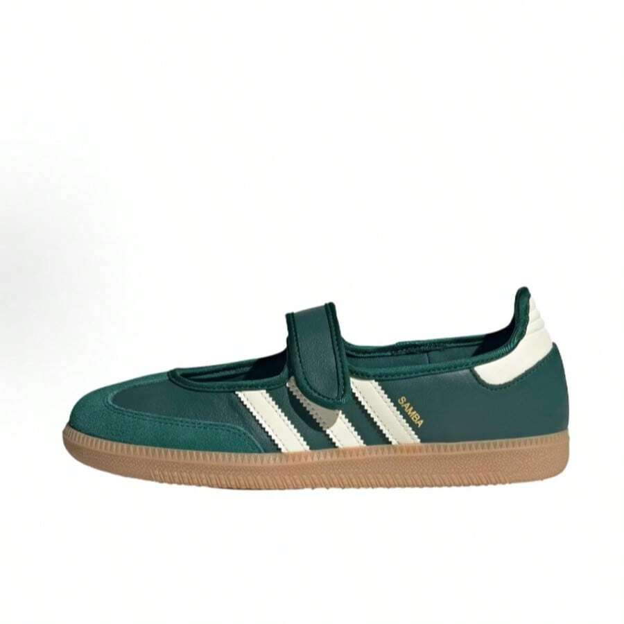 Adidas Originals Samba Jane, Comfortable And Versatile Mary Jane Shoes, Women's, Green And White - Xanh lá và trắng - Xem 1