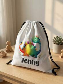 1pc Customized Name Pattern Drawstring Backpack, Can Be Customized According To Your Unique Design, Perfect For Children, Boys, Girls, Print Your Own Name Or Print Sister And Classmate's Name As A Gift To Give To Others - Multicolor - View 4