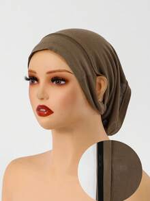 1pc Women's Solid Color Anti-Slip Earloop Hijab Cap, Hijab Undercap, Soft & Comfortable Muslim Base Cap, Casual Versatile To Match Hijab - Multi-color - Anti-slip Cap With Ear Piercing - View 6