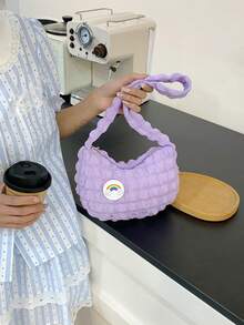 1pc Solid Color Soft Puffy Quilted Underarm Bag, Ruched Cloud Shoulder Bag, Lightweight Nylon Versatile Small Bag, Suitable For Girls/Students/Young People, Ideal For Daily/Outing/Date/Shopping! - Fy-6005 - View 15