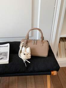 Nueva bolsa de tote de unicolor con colgante, bolso de mano minimalista y versátil, estilo universitario elegante cilíndrico europeo y americano, adecuado para ir al trabajo, compras, viajes, fiestas y la escuela para mujeres - Multicolor - Ver 11