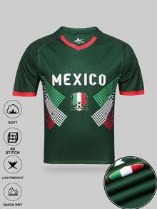 SURUIDA 2026 World Cup Mexico Soccer Jersey For Youth & Men, V-Neck Design Comfortable Sports Top, Suitable For Soccer Matches, Training, Casual Wear & Holiday Outfit, Gift Idea - Dark Green - View 1