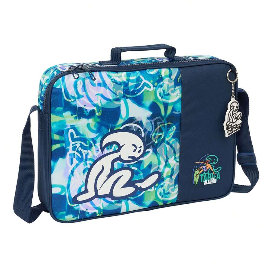 | El Niño Extra School Wallets And Adjustable Shoulder Bag With Padded Handle, Main Zipper With Double Pull, Removable Semi-Rigid Bottom, Organizers, Youth School, Blue - Cook - View 1