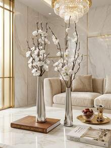 Elegant Metal Vase, Paired With Plum Blossoms,Small Flower Vase, Gold Vase, Metal Construction-For Wedding Table Centerpiece Decorations, Candlelight Dinner Table Decorations,Home Decor,Room Decor,Best Friend Gift,Female Gift,Winter Gift. - Silver Long Tubes - View 10